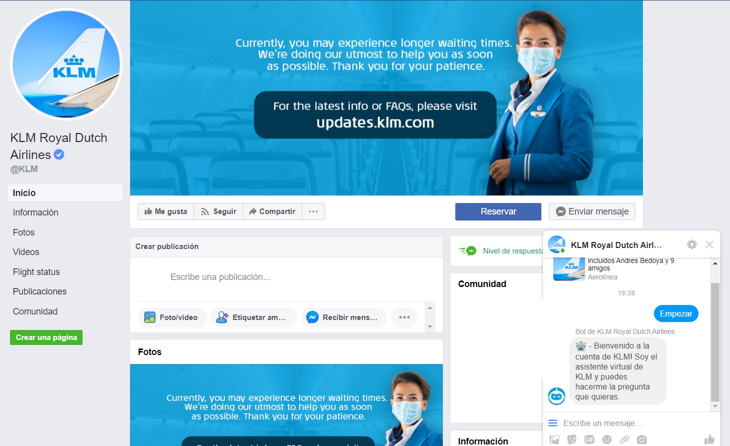 Casos de Éxito de Facebook Mesenger para Empresas - KLM Airlines