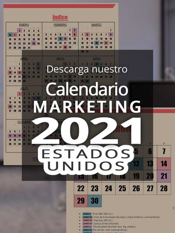 Calendario comercial 2021 Estados Unidos | Calendario Marketing 2021 Estados Unidos