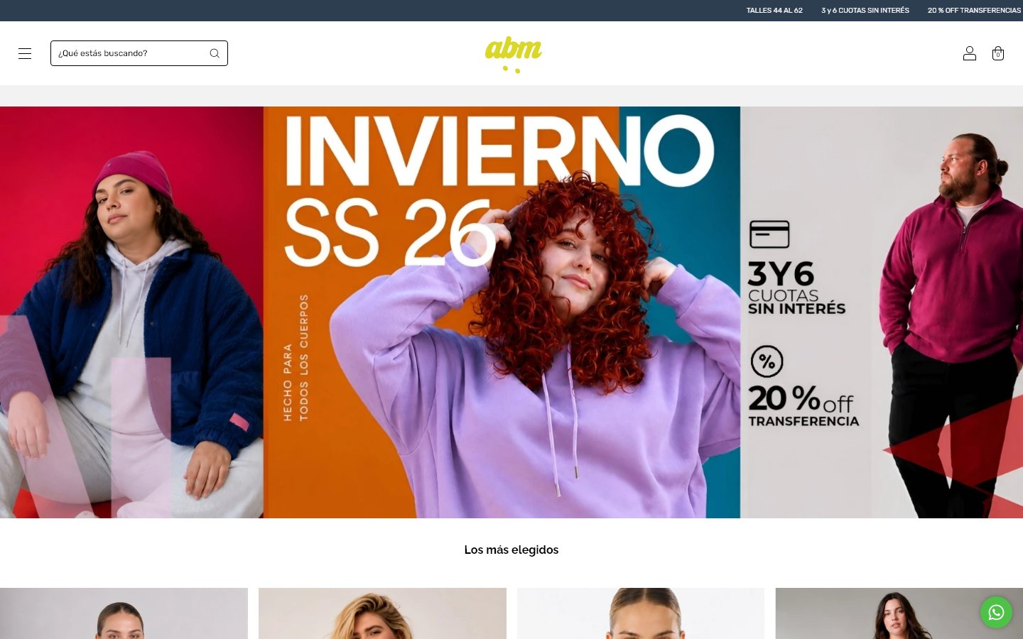 Captura de la home de Alabama, tienda hecha con Tiendanube