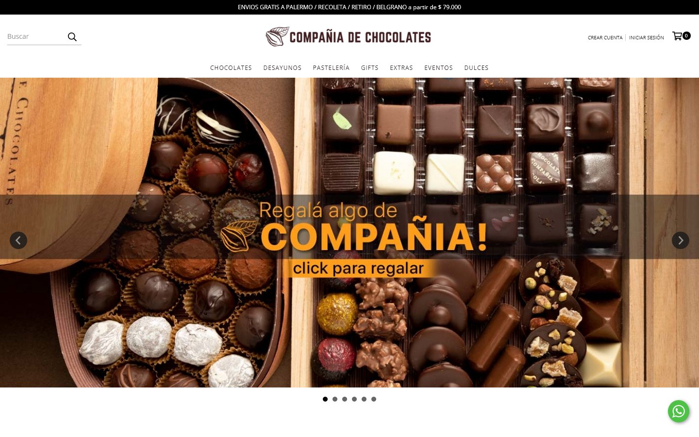 Captura de la home de Compañía de Chocolates, tienda hecha con Tiendanube