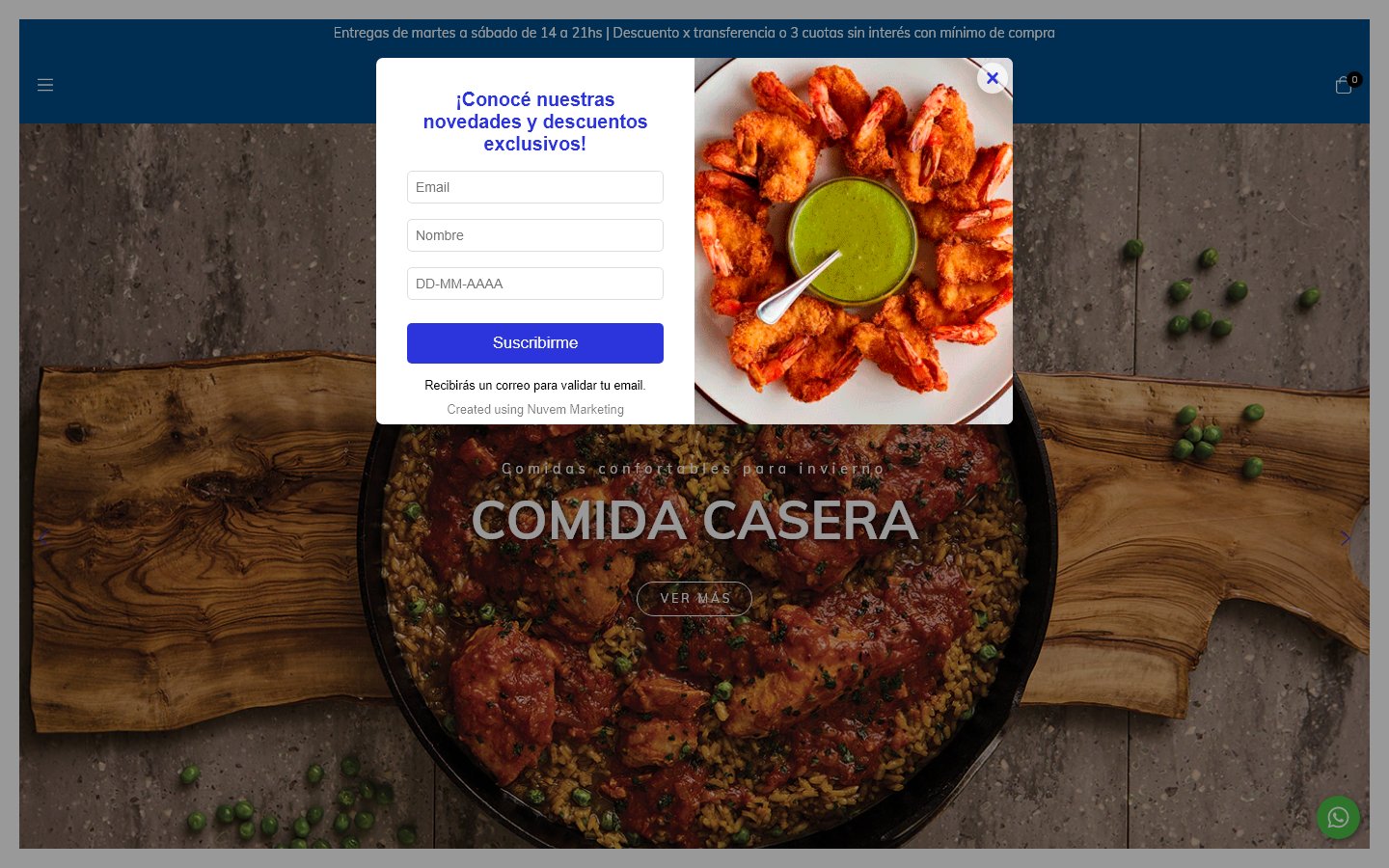 Captura de la home de Eat Box, tienda hecha con Tiendanube