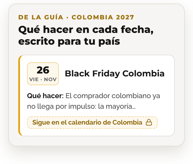Ficha de Black Friday Colombia en el calendario de Colombia