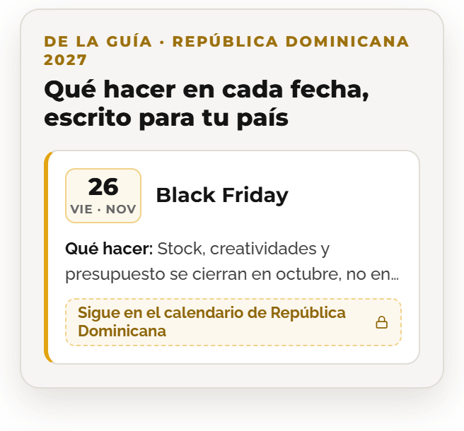 Ficha de Black Friday en el calendario de República Dominicana