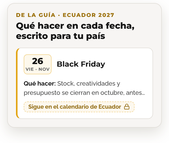 Ficha de Black Friday en el calendario de Ecuador