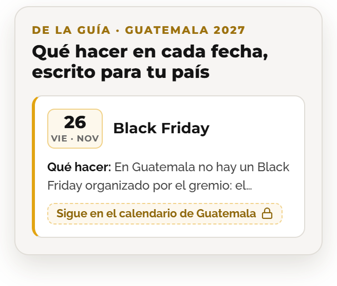Ficha de Black Friday en el calendario de Guatemala