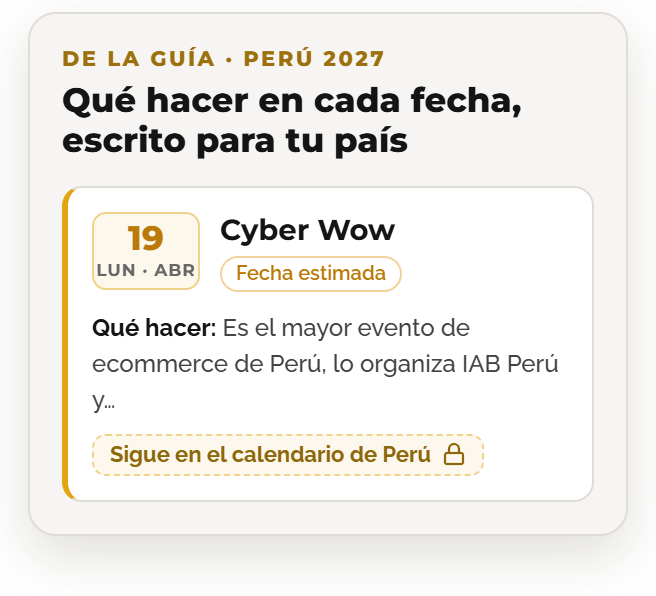 Ficha de Cyber Wow en el calendario de Perú
